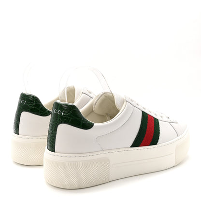 Gucci Ultralight Plume Calfskin Web Womens Ace Platform Sneakers 39.5 White 5 of 10