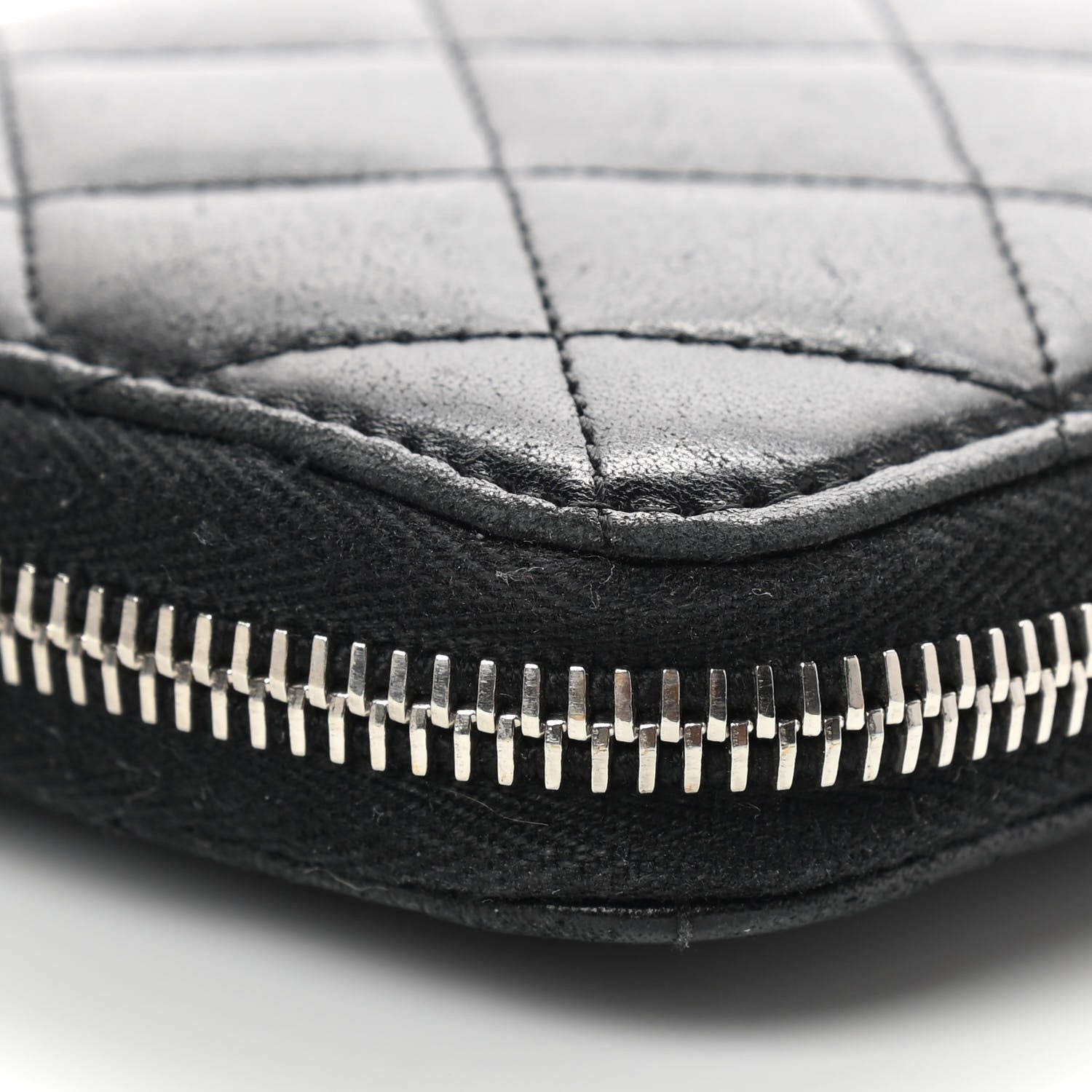 Chanel Lambskin Quilted Large Gusset Zip Around Wallet Black 7 of 18
