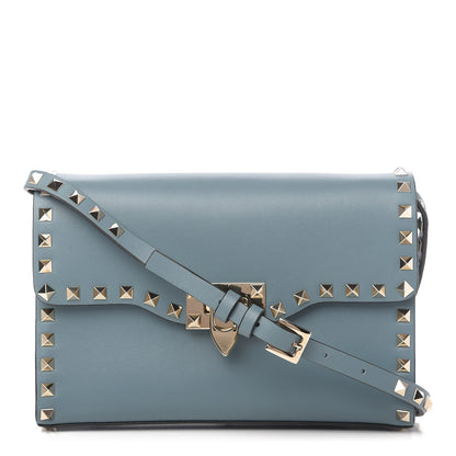 Valentino Garavani Vitello Rockstud Flip Lock Crossbody Bag Light Blue 1 of 11
