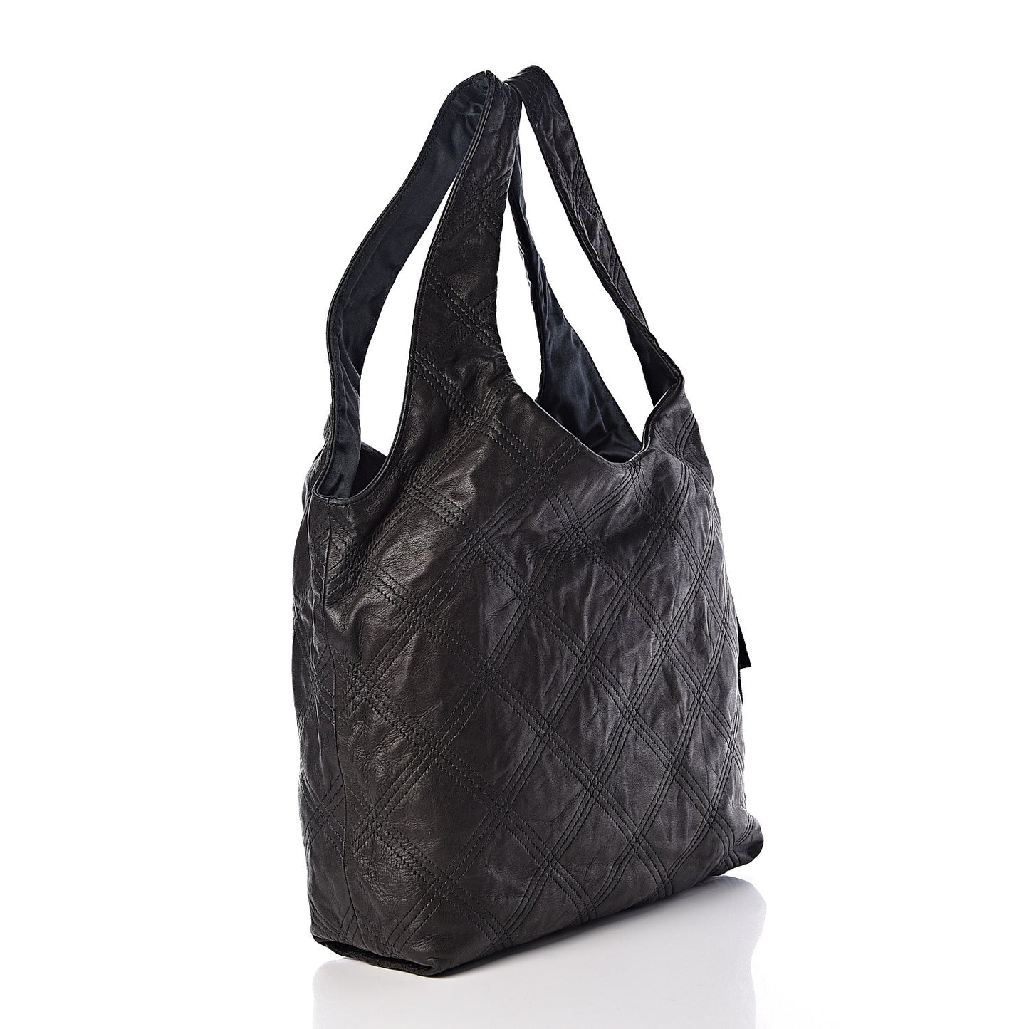 Lambskin Stitched Tote Black