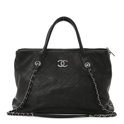 Chanel Grained Vegetal Calfskin Stitched Shopping Tote Black 1 of 10