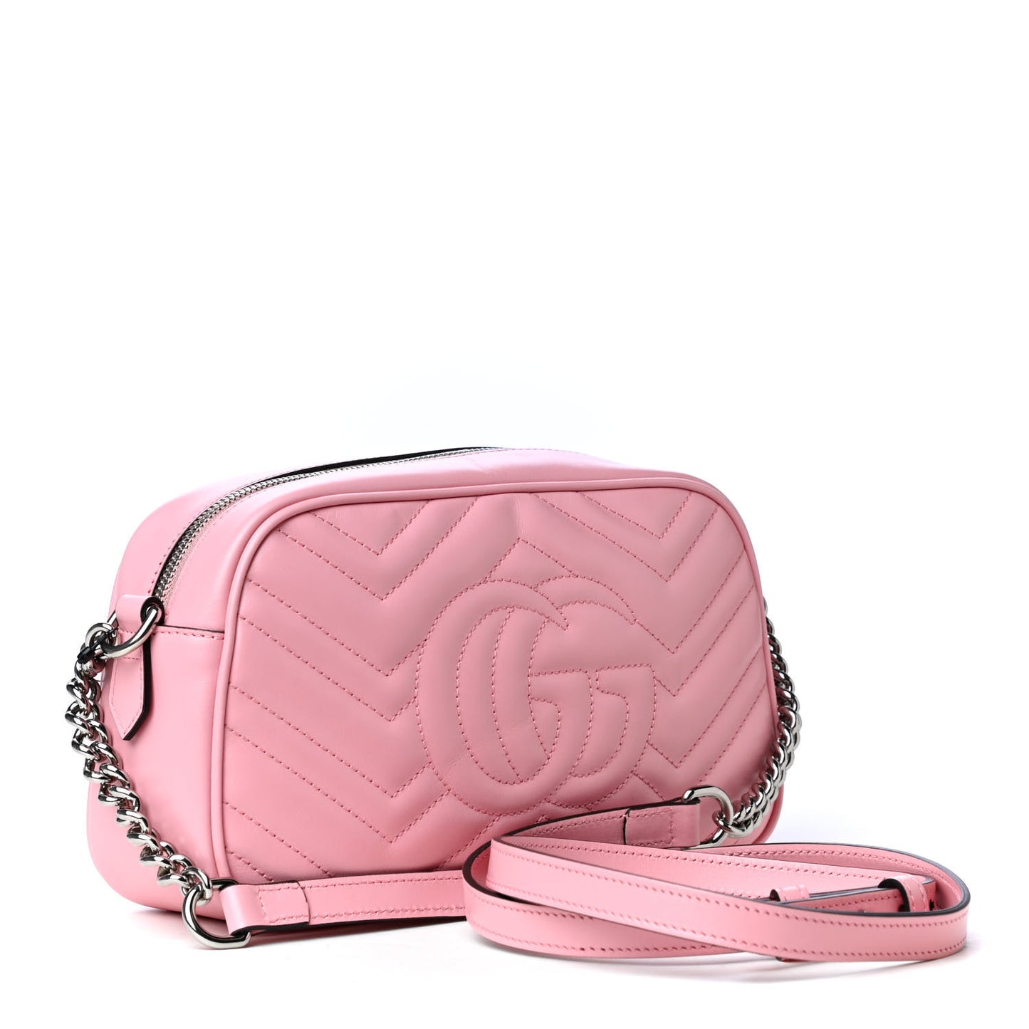 Calfskin Matelasse Small GG Marmont Chain Shoulder Bag Wild Rose