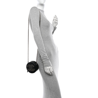 Chanel Lambskin Quilted Large CC Round Clutch With Chain Black 2 of 11