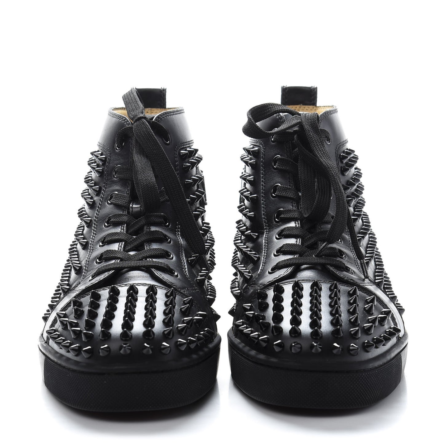 Calfskin Mens Louis Spikes Flat Sneakers 43 Black