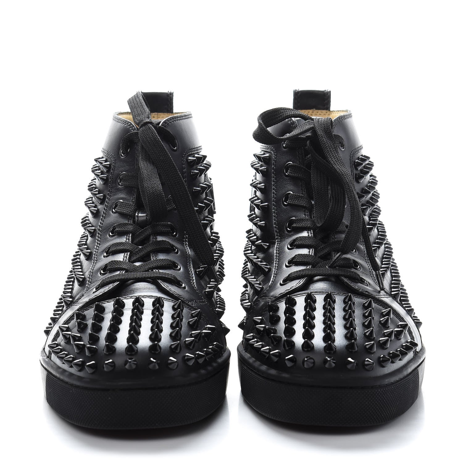 Christian Louboutin Calfskin Mens Louis Spikes Flat Sneakers 43 Black 2 of 8