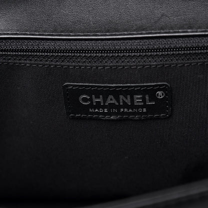 Chanel Calfskin Chevron Quilted New Medium Braided Boy Flap Black 6 of 11