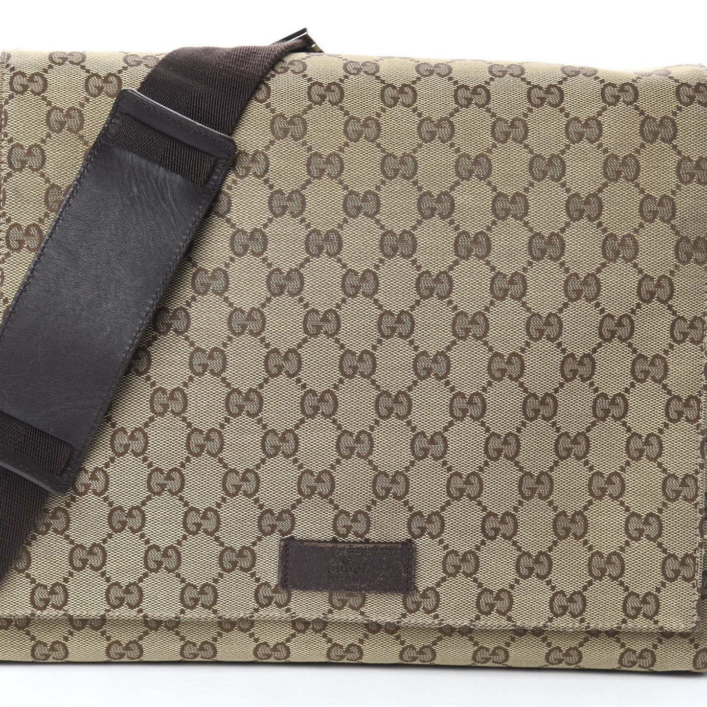 Monogram Small Flap Messenger Bag Beige Dark Brown