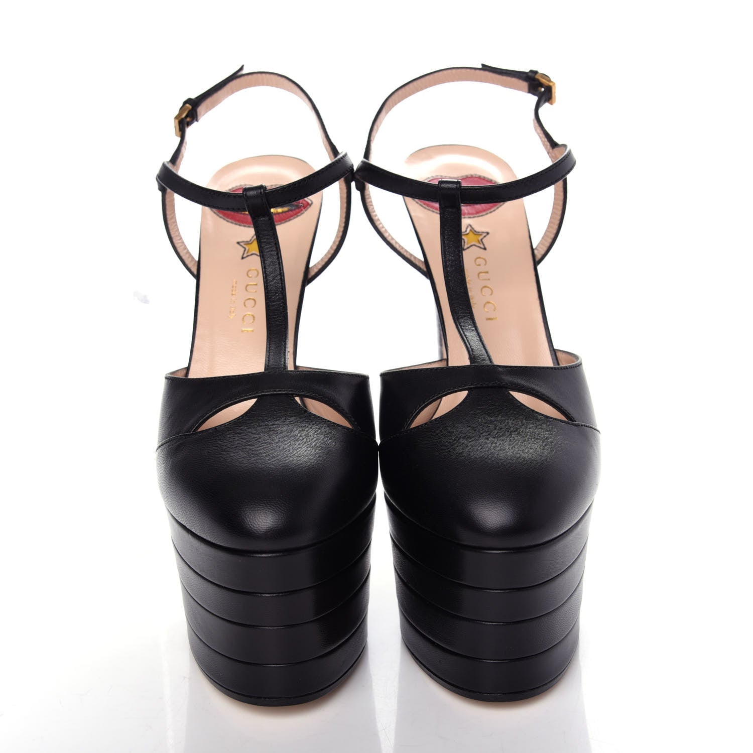 Gucci Malaga Kid T Strap Platform Pumps 39 Black 5 of 8