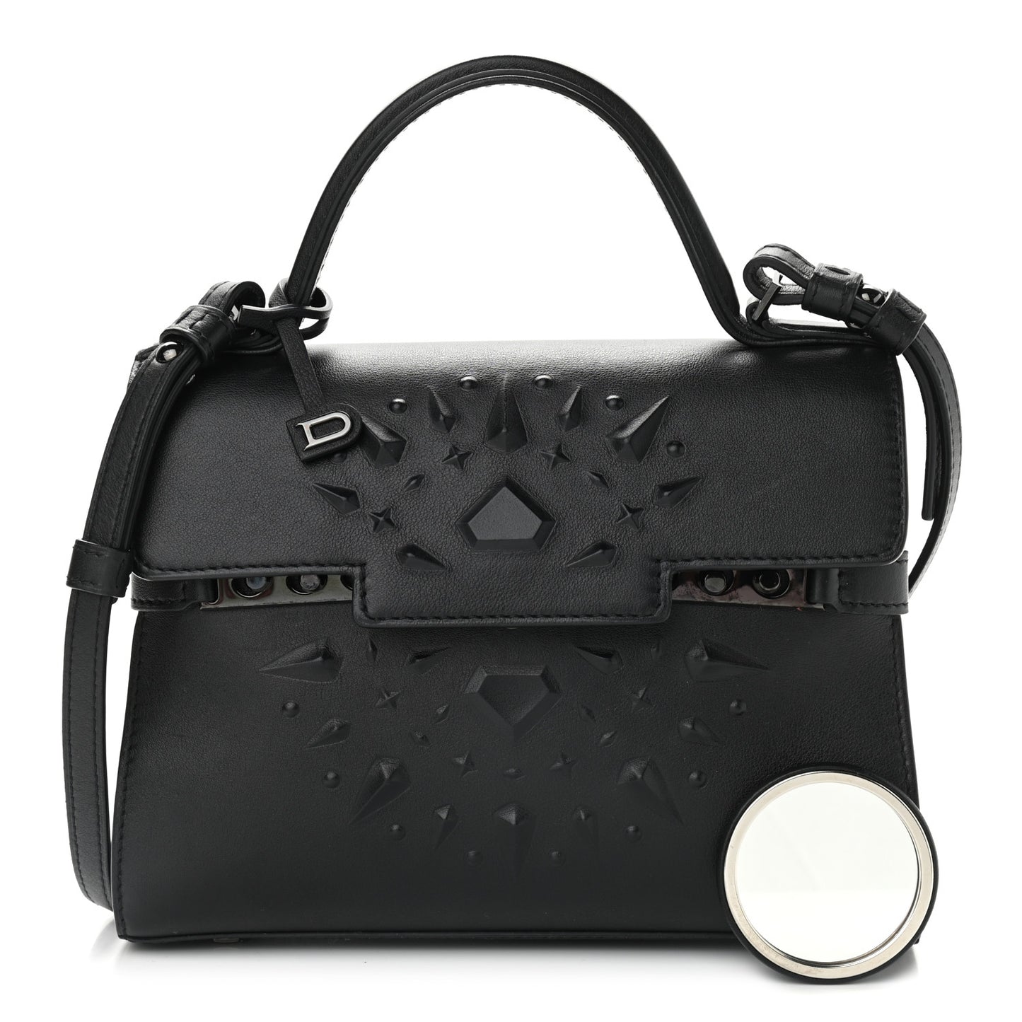 Calfskin Embossed Mini Tempete Satchel Black