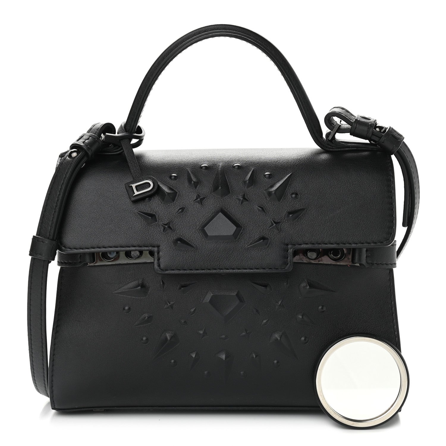 Delvaux Calfskin Embossed Mini Tempete Satchel Black 2 of 11