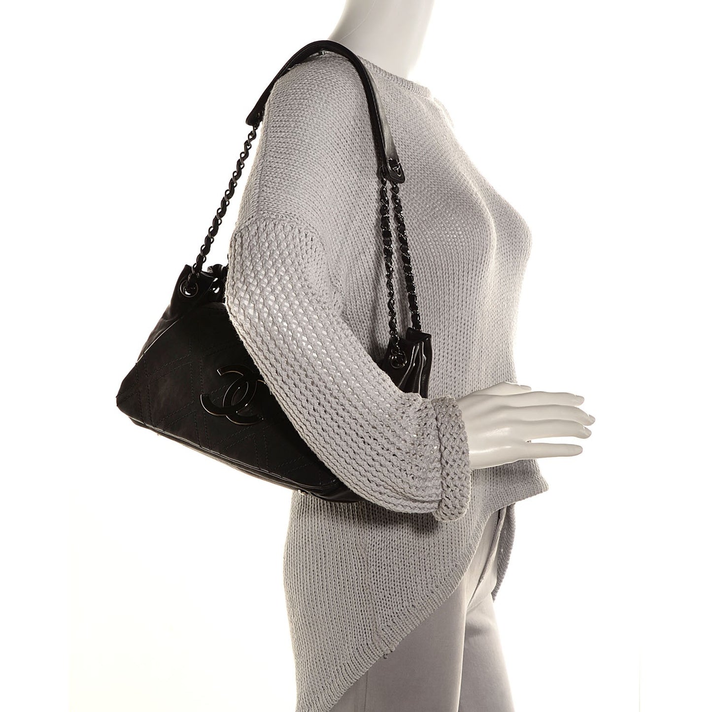 Calfskin Diamond Stitch Small Flap Black