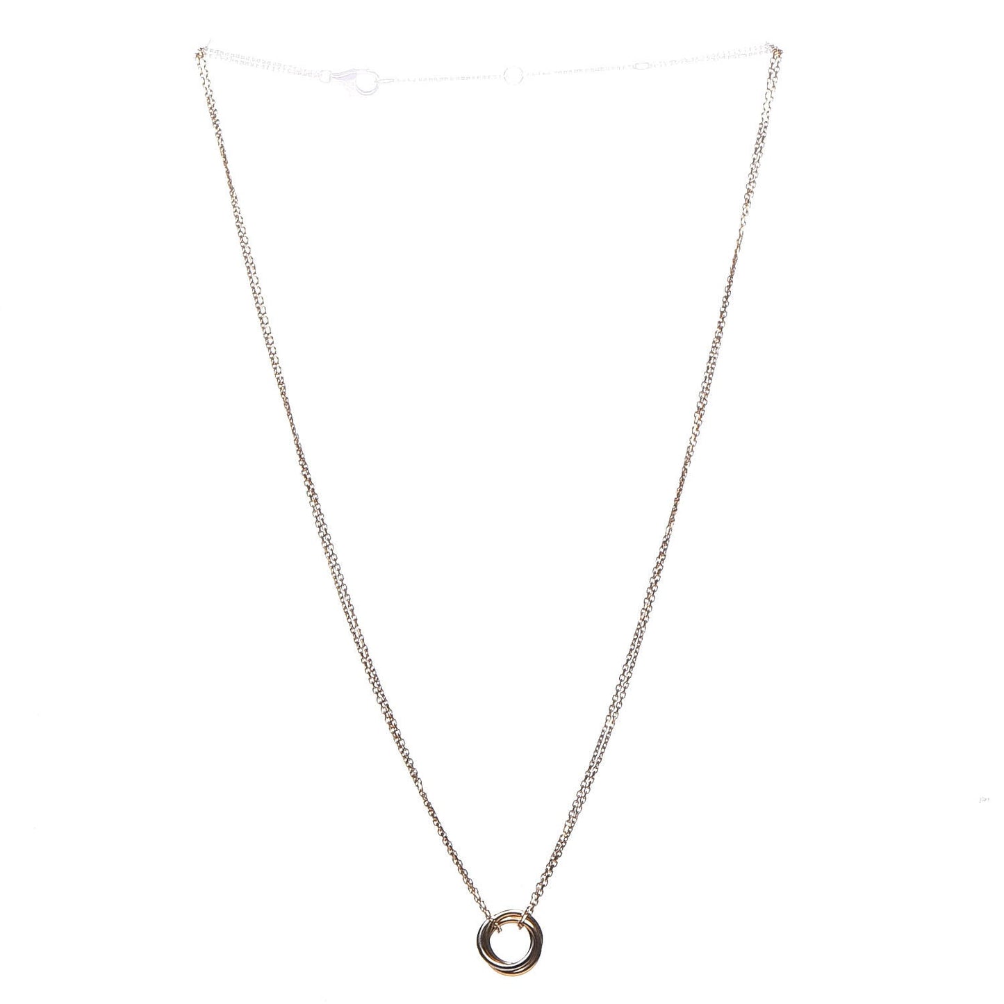 18K Pink Yellow White Gold Trinity Double Chain Pendant Necklace