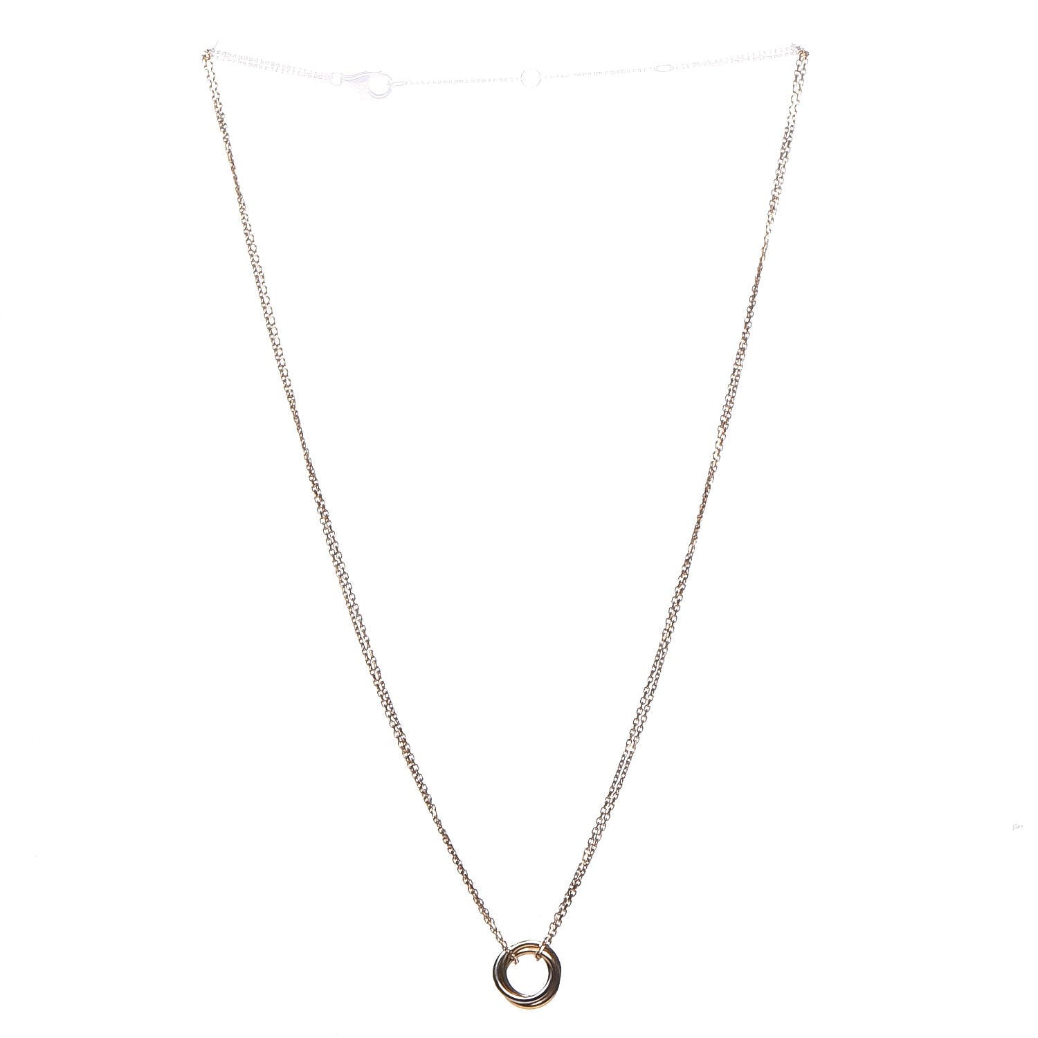 Cartier 18K Pink Yellow White Gold Trinity Double Chain Pendant Necklace 3 of 7