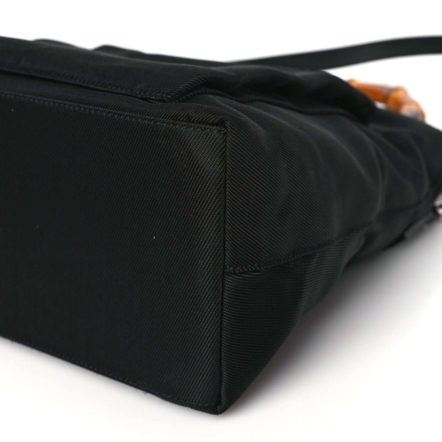 Nylon Bamboo Top Handle Tote Black