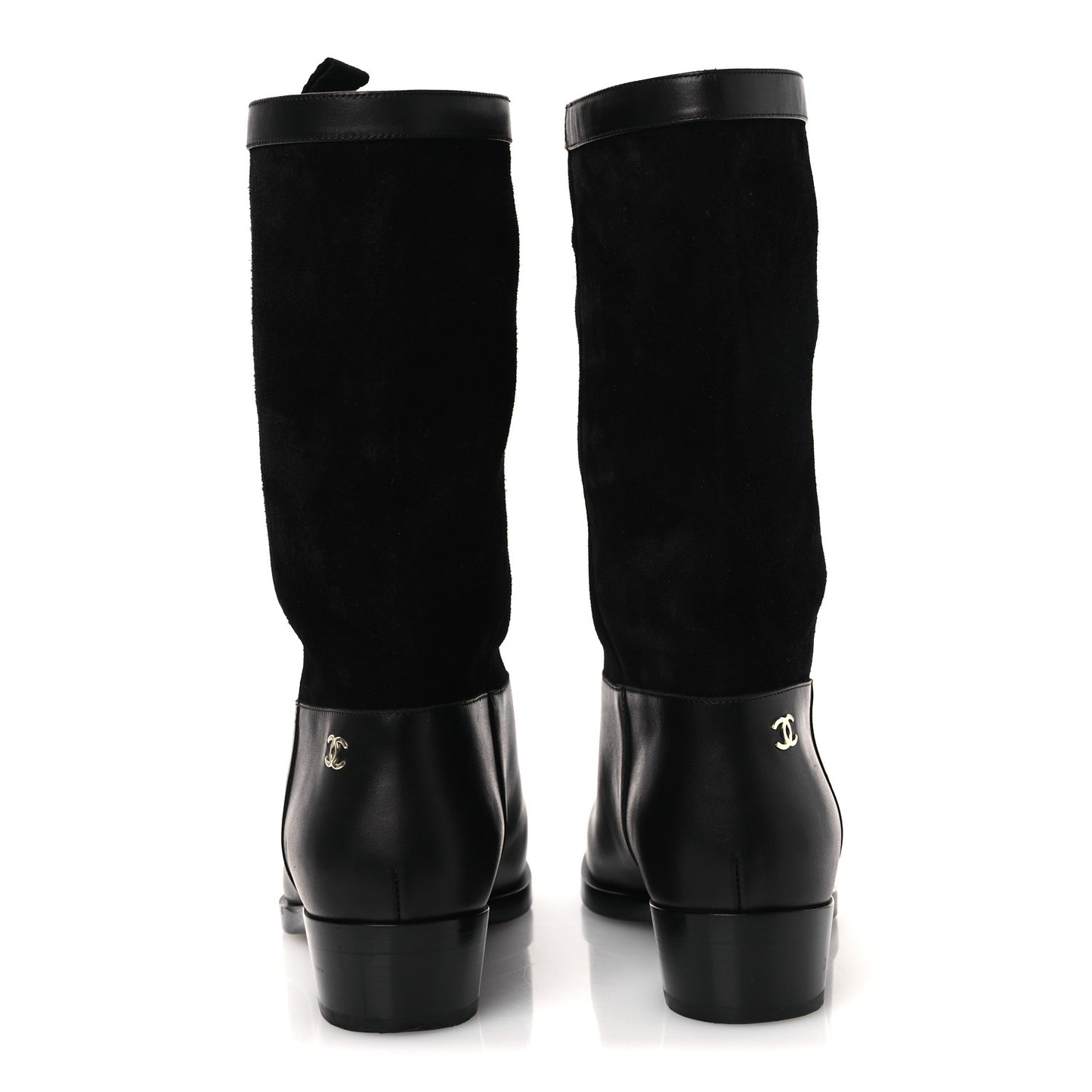 Suede Calfskin CC Short Boots 40 Black