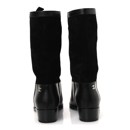 Chanel Suede Calfskin CC Short Boots 40 Black 6 of 12