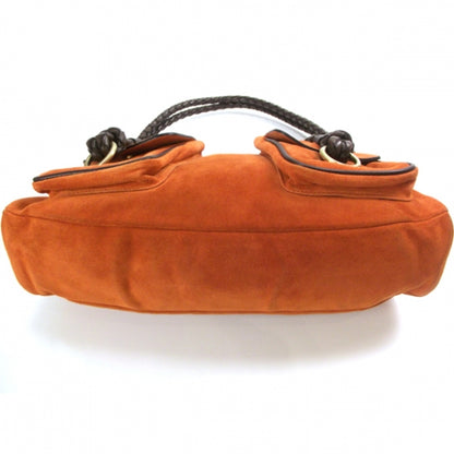 Burberry Suede Haymarket Check Shoulder Bag Orange 4 of 10