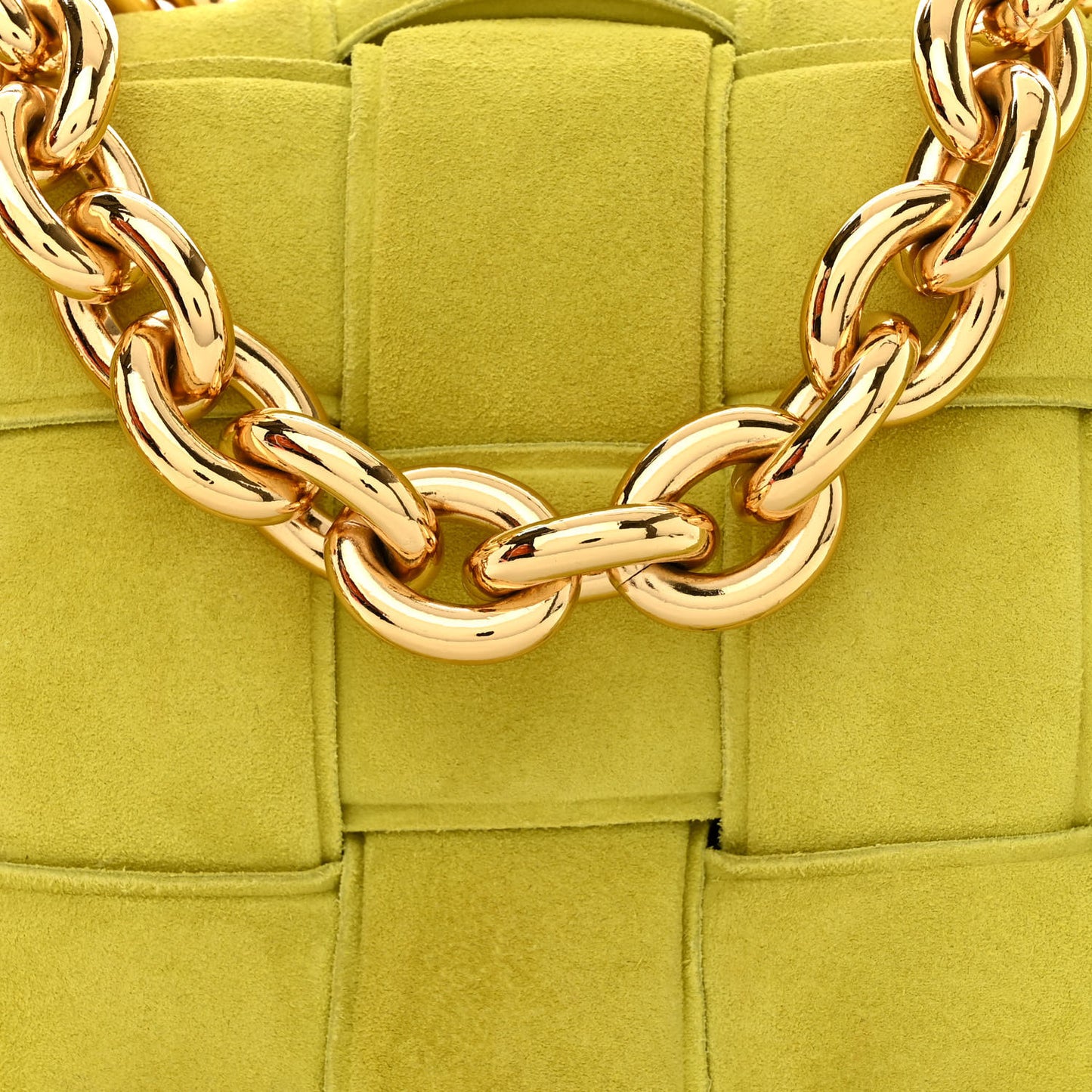 Suede Maxi Intrecciato Padded Chain Cassette Crossbody Bag Kiwi