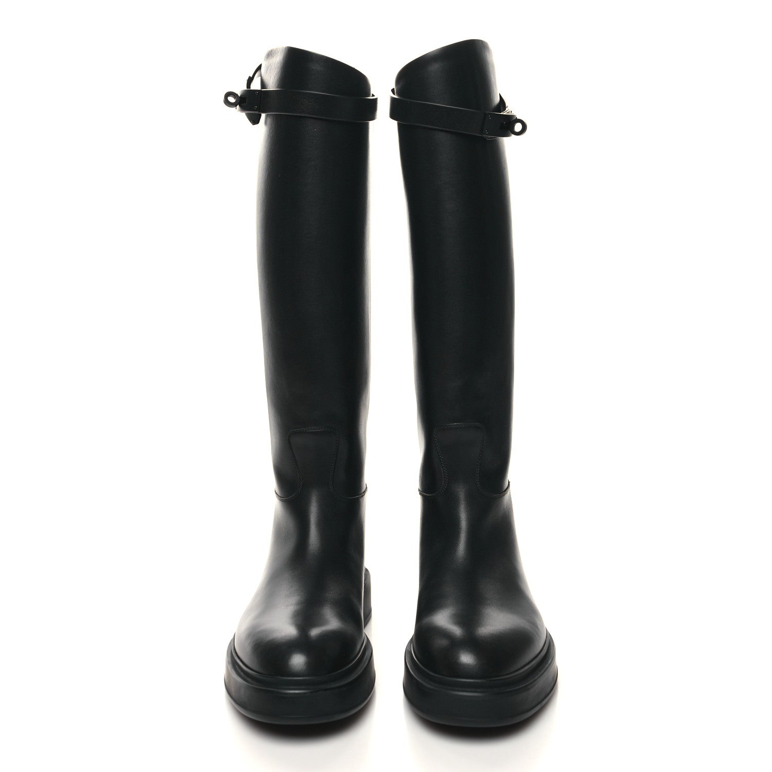 Hermes Calfskin Variation Monochromatic Boots 37 Black 2 of 7