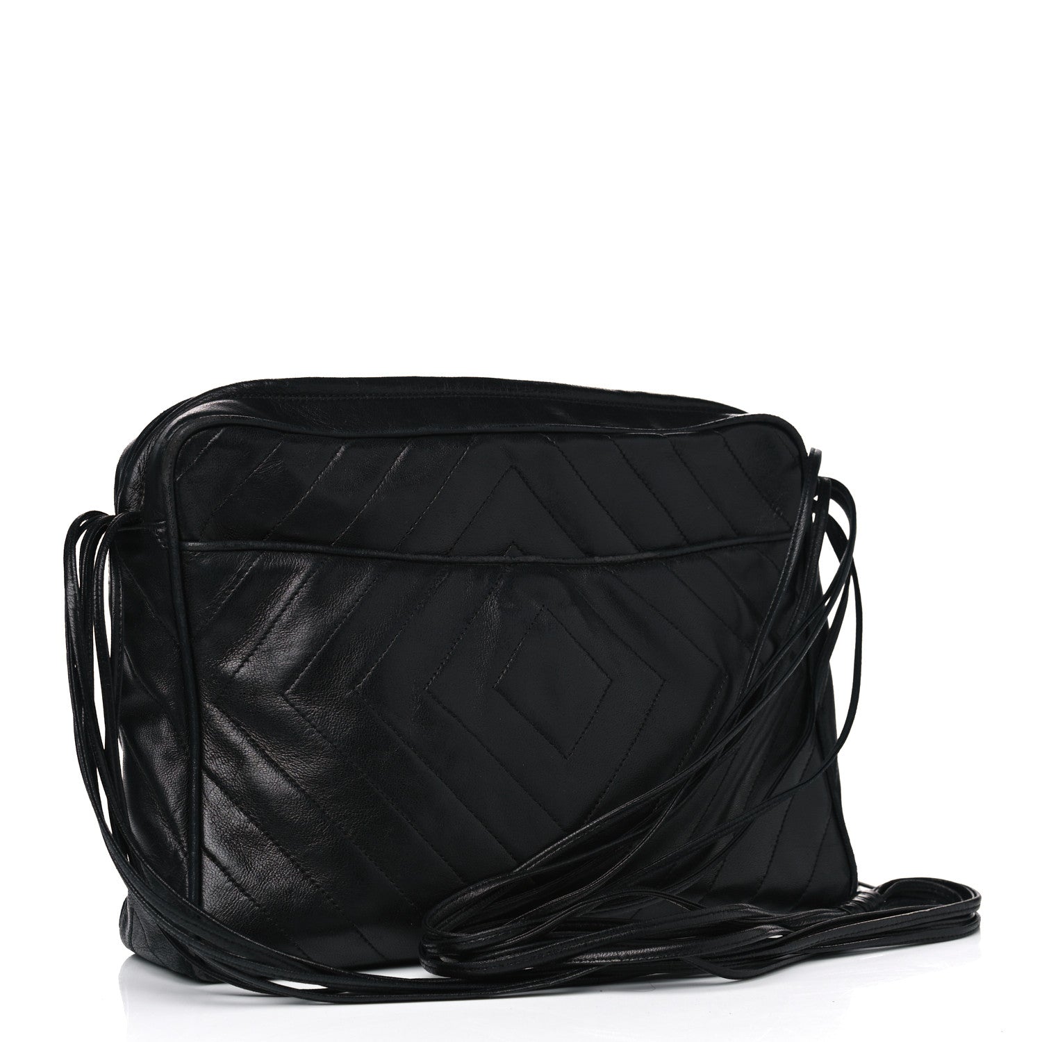 Chanel Lambskin Chevron Quilted Tassel Camera Case Black 2 of 13