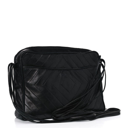 Chanel Lambskin Chevron Quilted Tassel Camera Case Black 2 of 13