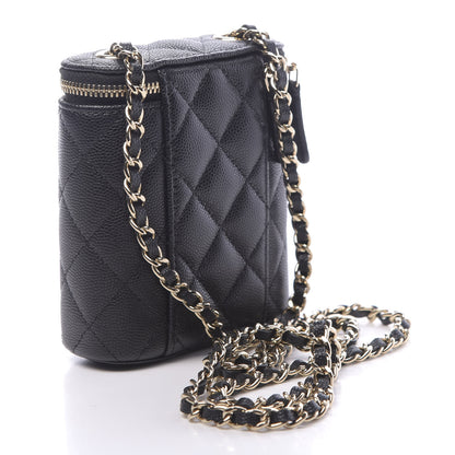 Chanel Caviar Quilted Small Vertical Coco Beauty Vanity Case With Chain Black 3 of 11