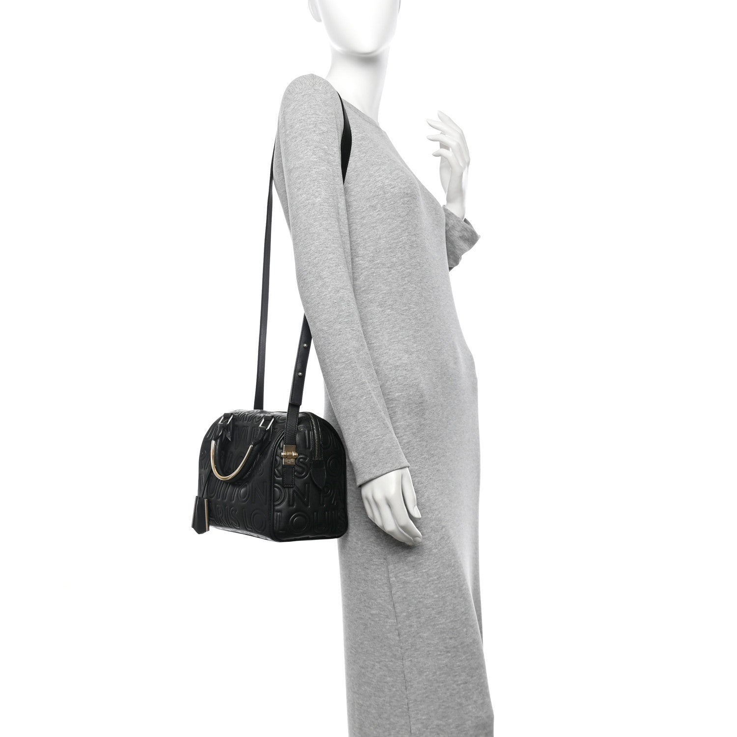 Louis Vuitton Calfskin Embossed Mini Cube Speedy Black 2 of 10
