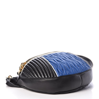 Miu Miu Nappa Matelasse Rider Shoulder Bag Black Blue 5 of 12