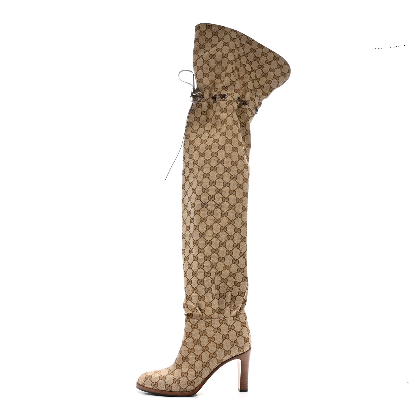 Monogram Over the Knee Boots 39 Beige Ebony
