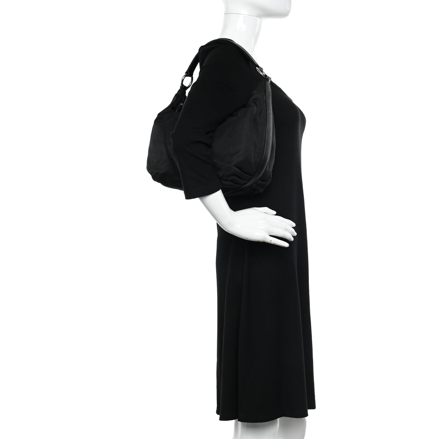 Tessuto Nylon Saffiano Sacca Shoulder Bag Black