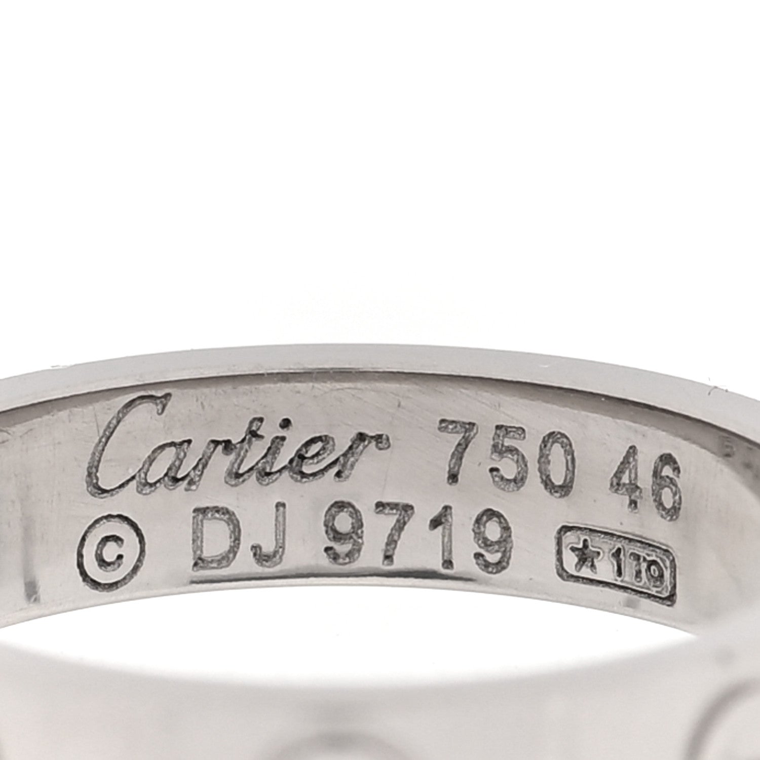 Cartier 18K White Gold 3.5mm LOVE Ring 46 3.75 4 of 4