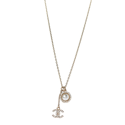 Chanel Pearl Crystal CC Necklace Gold 1 of 5