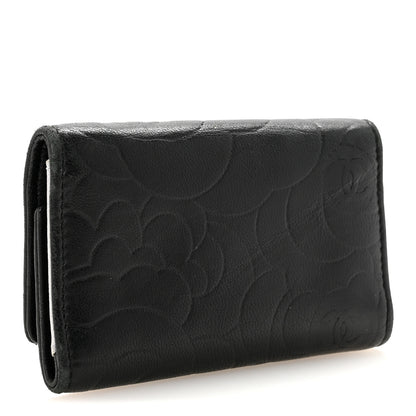 Chanel Lambskin Camellia Embossed 6 Key Holder Black 3 of 8