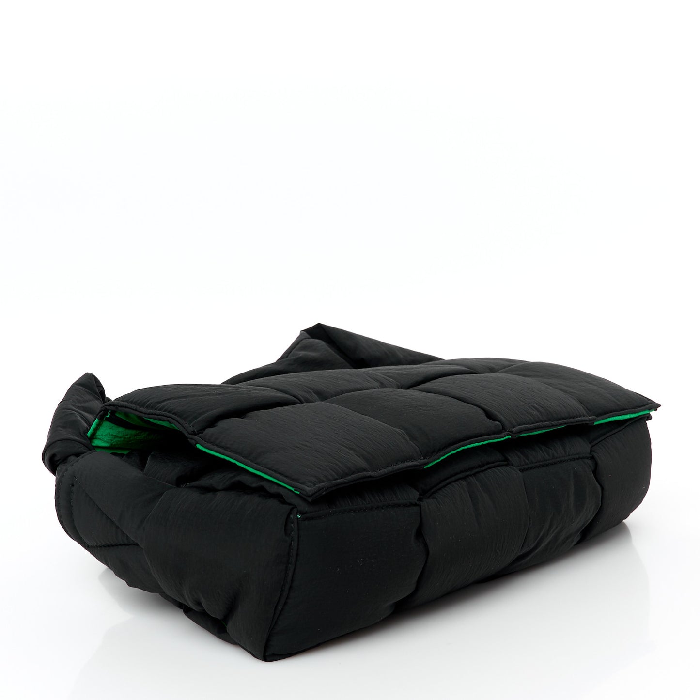 Nylon Intrecciato Padded Tech Cassette Bag Black Green
