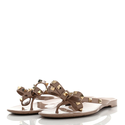 Valentino Garavani PVC Jelly Rockstud Bow Thong Sandals 40 Poudre 3 of 7