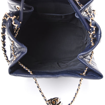 Chanel Caviar Quilted Rolled Up Bucket Drawstring Bag Navy 4 of 10
