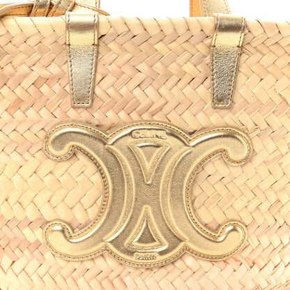 Celine Raffia Calfskin Triomphe Teen Panier Gold 7 of 9