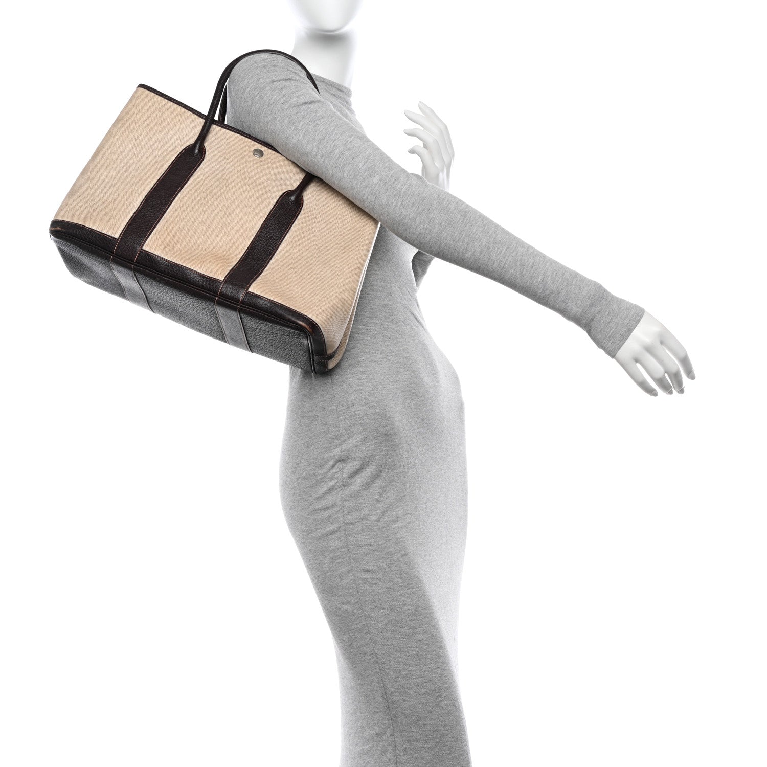 Hermes Toile Buffle Gala Garden Party Tote 36 MM Marron Fonce 2 of 21