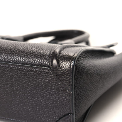 Celine Drummed Calfskin Nano Luggage Liquorice 10 of 13