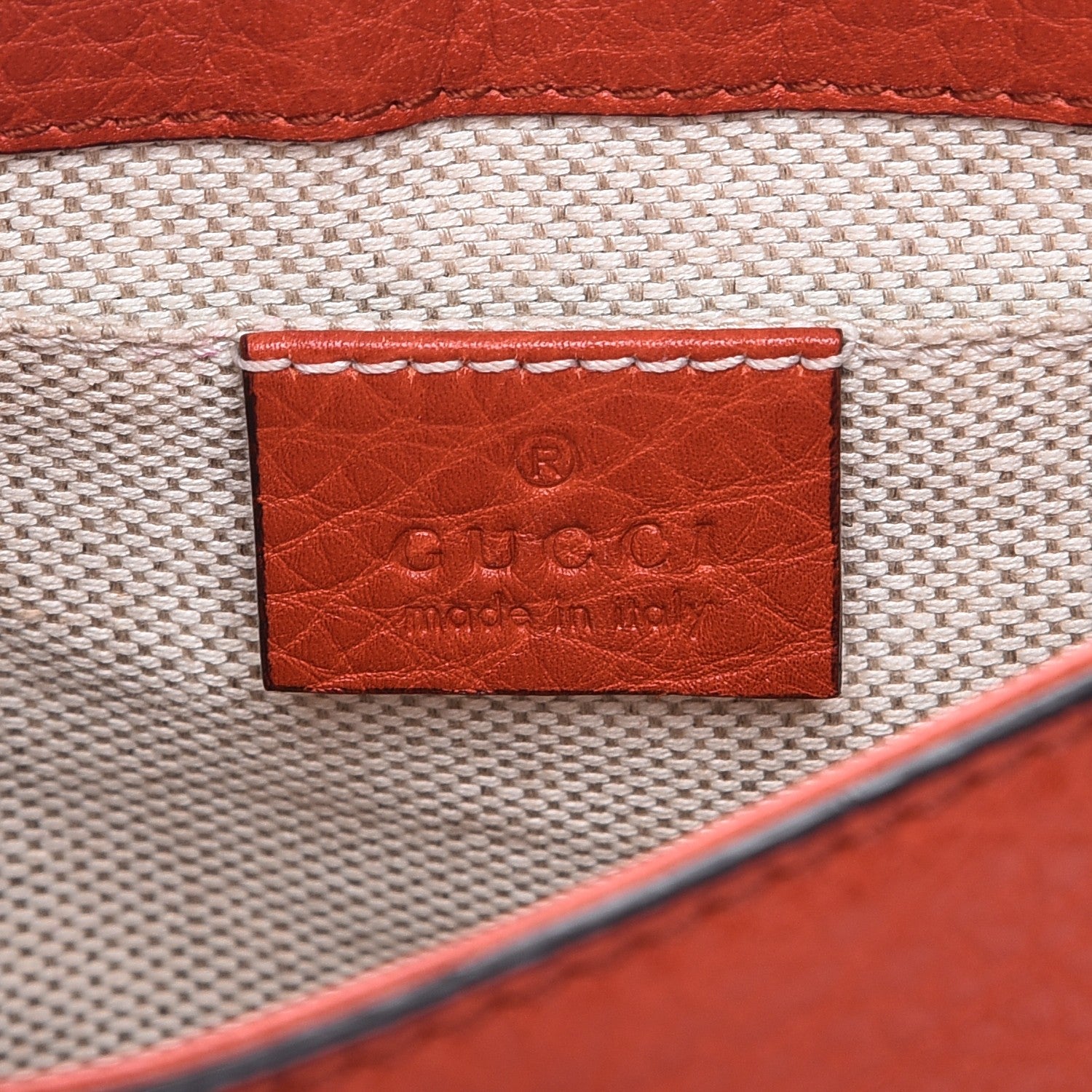 Gucci Pebbled Calfskin Small Soho Flap Crossbody Sun Orange 6 of 9