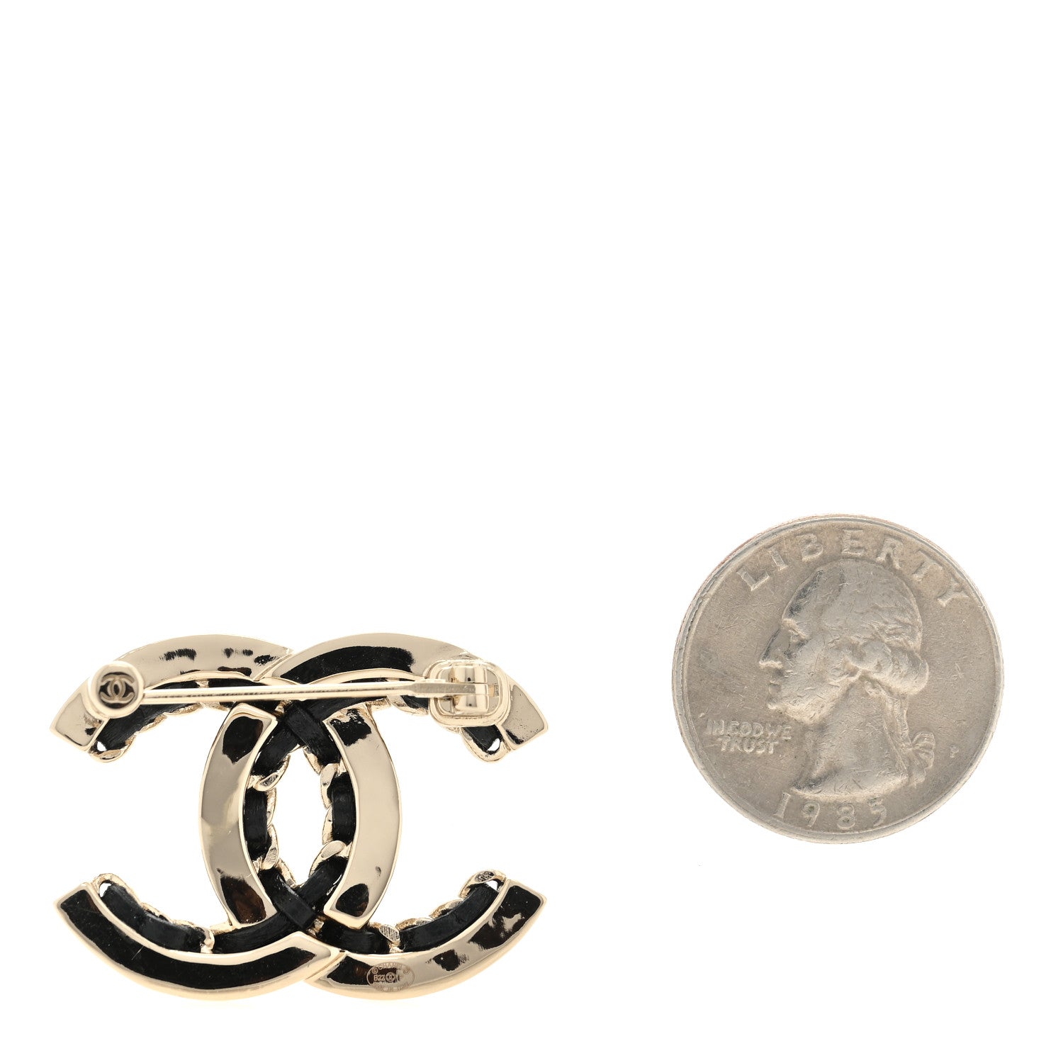 Chanel Lambskin Chain CC Chain Brooch Black Gold 2 of 3