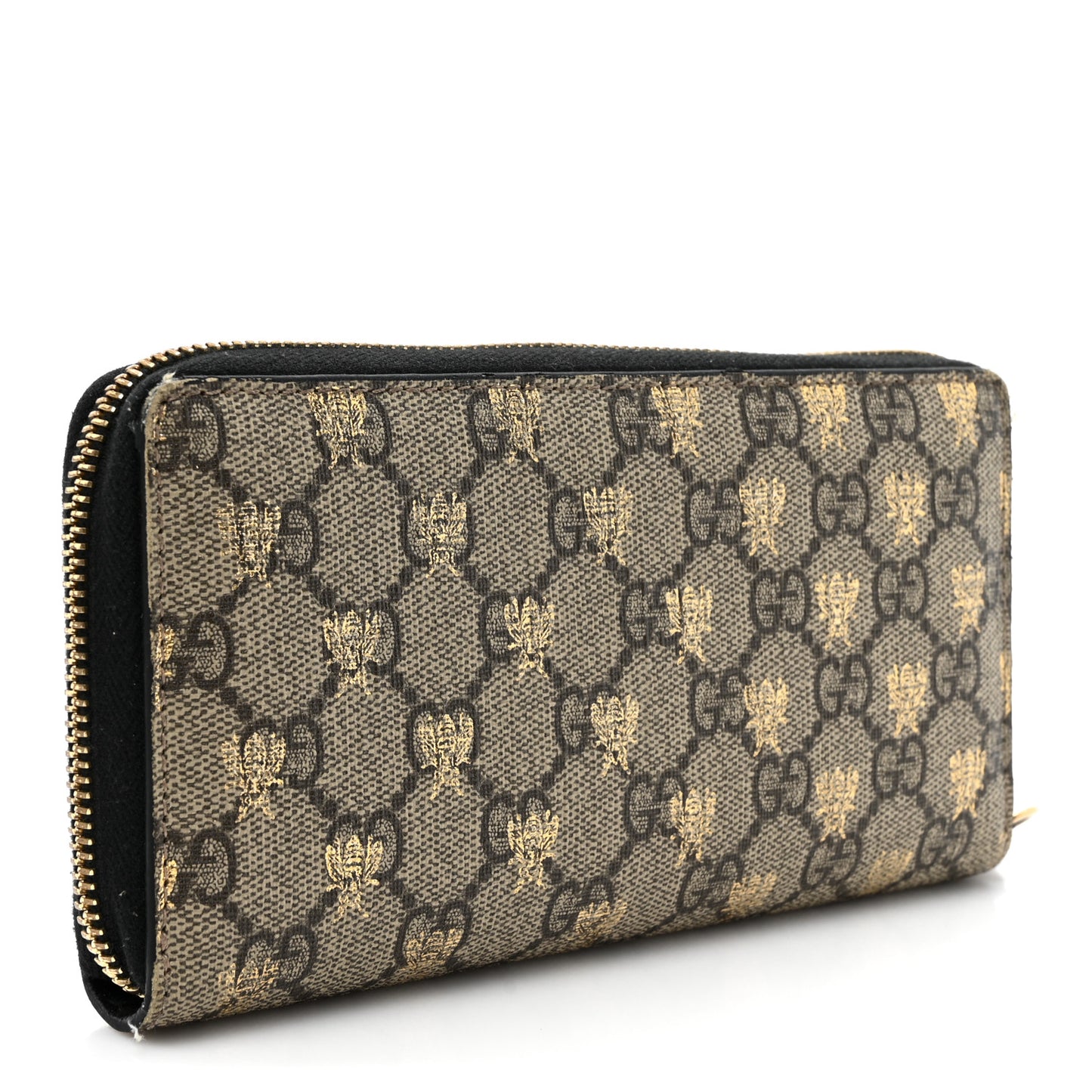 GG Supreme Monogram Bees Zip Around Wallet