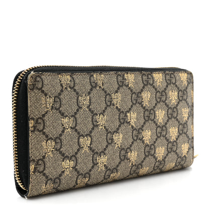 Gucci GG Supreme Monogram Bees Zip Around Wallet 3 of 16