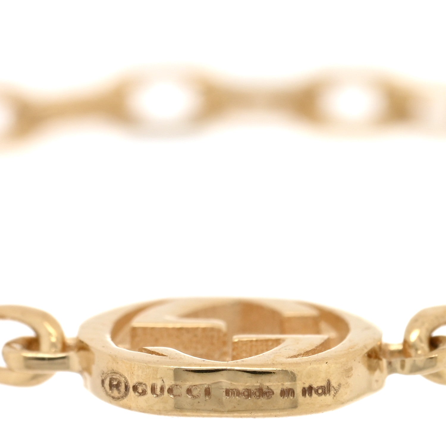 Gucci 18K Yellow Gold Interlocking G Chain Ring 56 7.5 4 of 5