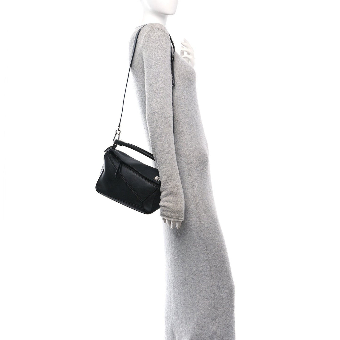 Calfskin Small Puzzle Bag Black
