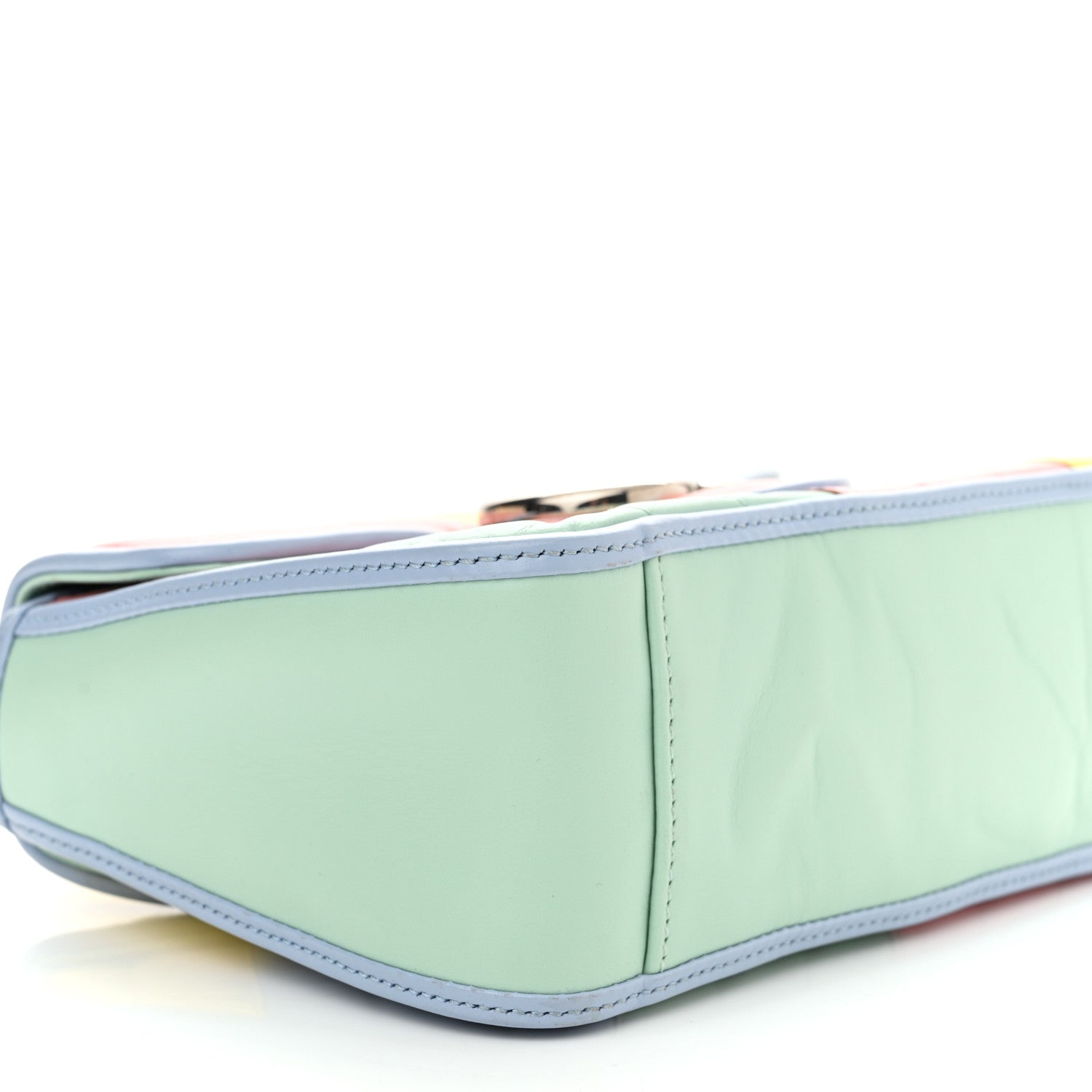 Gucci Calfskin Matelasse Diagonal Mini GG Marmont Top Handle Shoulder Bag Multicolor Pastel 8 of 12