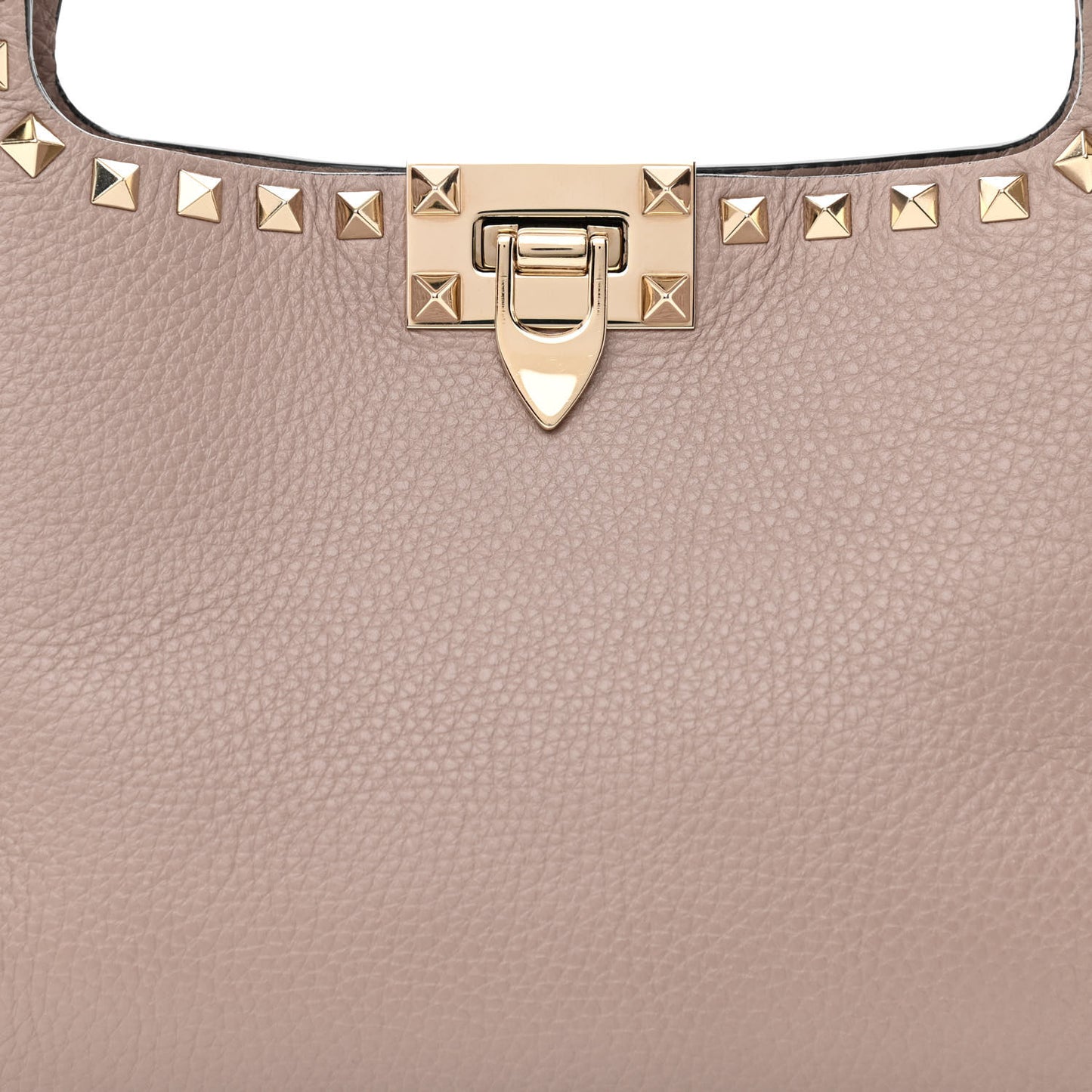 Pebbled Calfskin Small Rockstud Flip Lock Hobo Poudre