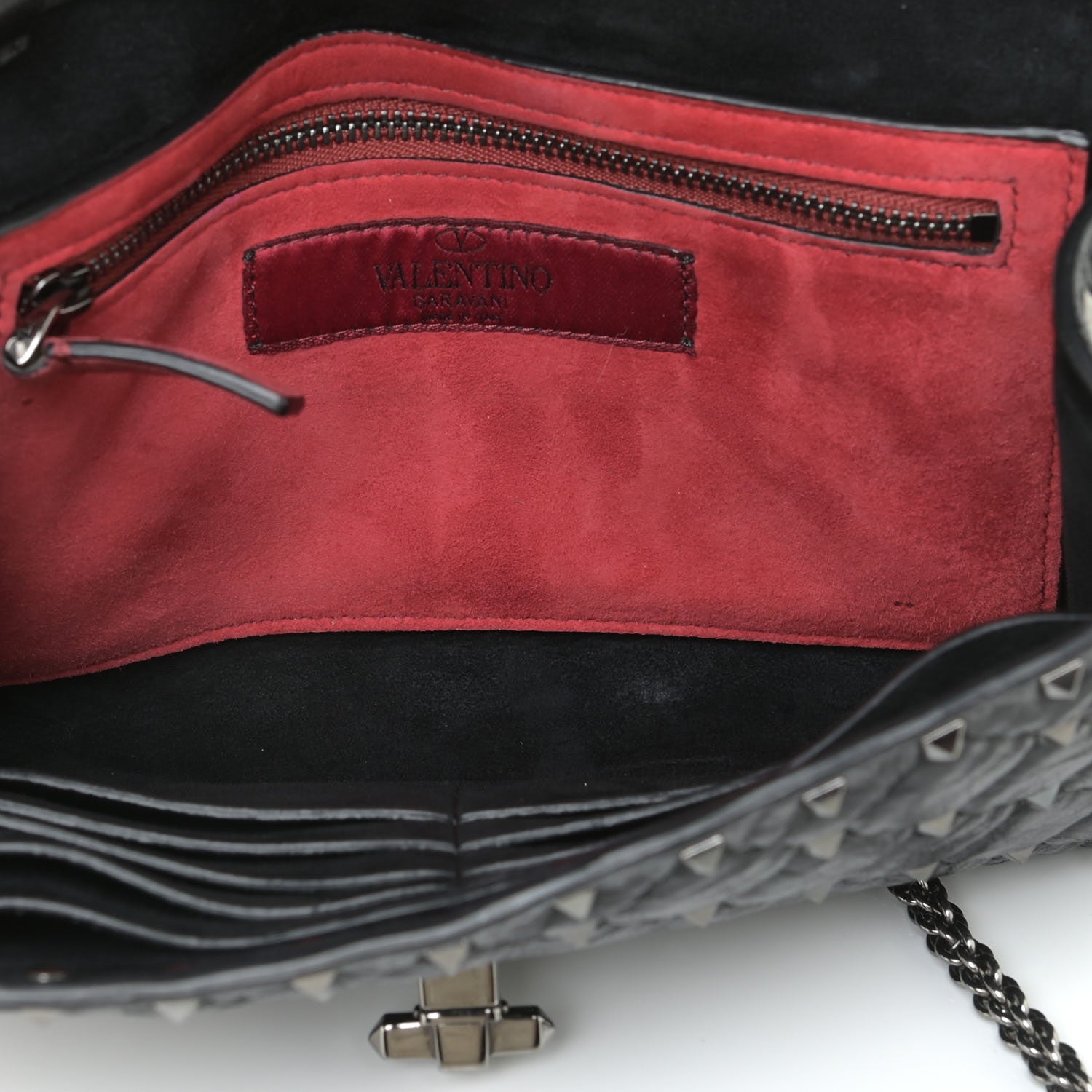 Valentino Garavani Lambskin Rockstud Spike Wallet on Chain Black 7 of 10