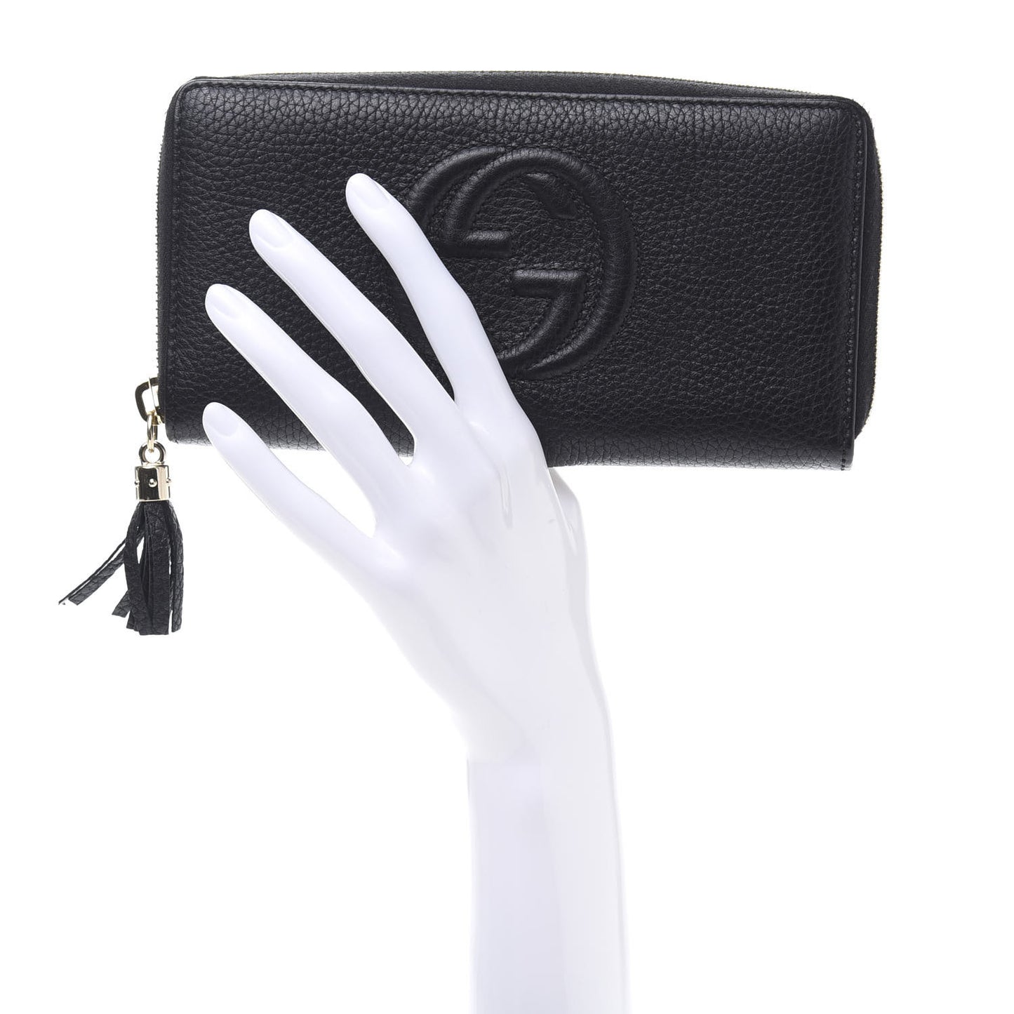Pebbled Calfskin Soho Zip Around Wallet Black