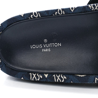Louis Vuitton Canvas Since 1854 Jumbo Flatform Mule Sandals 40 Blue 7 of 8